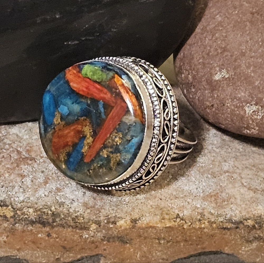 Spiny Oyster Turquoise Ring - brings luck, peace and protection